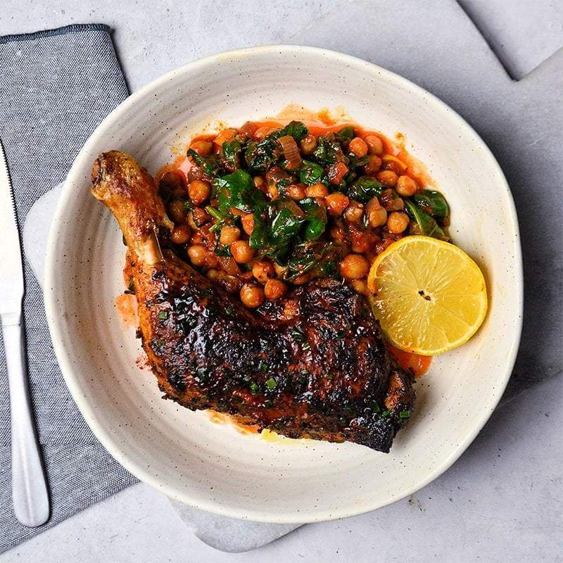 Harissa Roasted Chicken with Chickpea & Spinach
