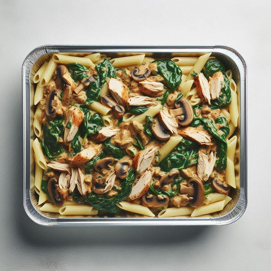 Creamy Chicken, Mushroom and Spinach Penne